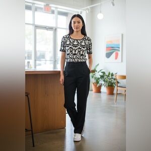 NWoT Pink Tartan Ikat Black/White Top (Moira Rose/Schitts Creek Wore The Dress)